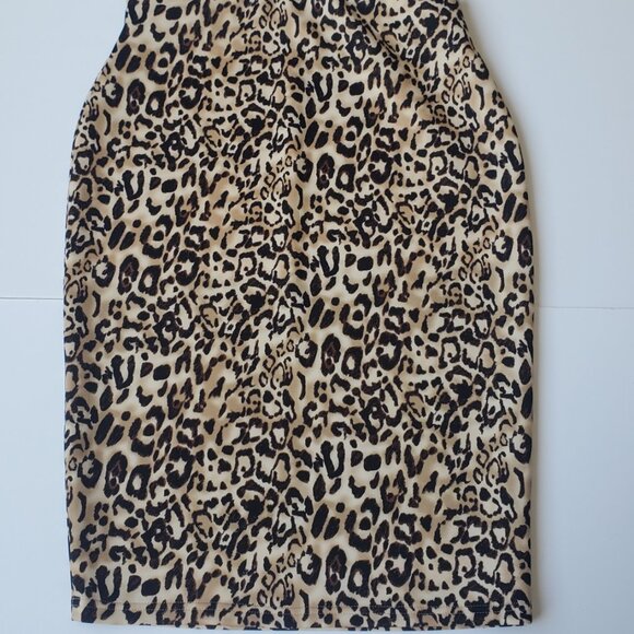 Leopard Animal Print Pencil Skirt Scuba Bodycon Skirt Knee Length size Large - Picture 4 of 4